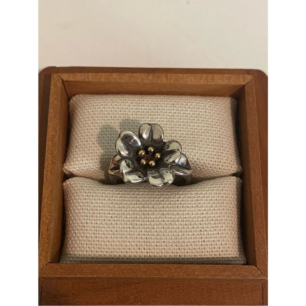 James Avery Retired Sterling Silver & 18k Gold April Flowers Ring